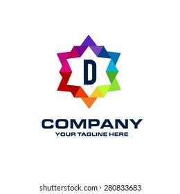 D Letter Logo Icon Mosaic Star Pattern Design template Element - Creative Shape Polygonal logo design - Vector illustration
