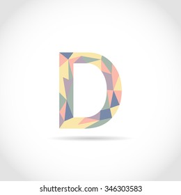 D Letter Logo Icon Mosaic Pattern Design template Element. Low Poly style