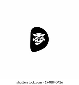 D Letter logo icon with owl icon design vector illustration