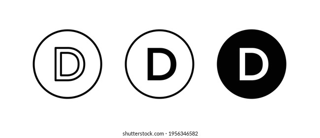 D letter logo, Letter d icons button, vector, sign, symbol, logo, illustration, editable stroke, flat design style isolated on white