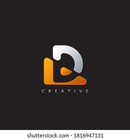 D Letter Logo Illustration Template. Abstract techno with negative space style.