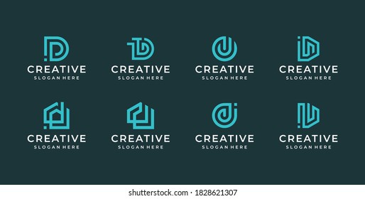 D letter logo illustration vector graphic bundle design