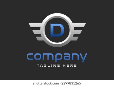 D letter logo inside a winged silver ring.