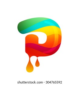 D letter logo with juice splash, waves and drops. Vector design template elements for your application or corporate identity.
