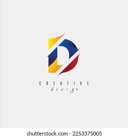 Kreative farbige Buchstaben D Logo mit führenden Linien und Straßenkonzeption. Buchstaben mit geometrischem Design. Vektorgrafik mit Buchstaben und kreativen Schnitten und Linien