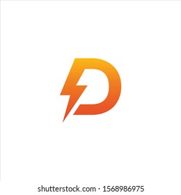 D letter logo with lightning / electric / power