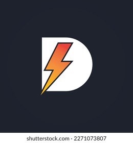 D Letter Logo With Lightning Thunder Bolt Vector Design. Electric Bolt Letter D Logo Vector Illustration.