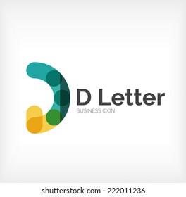D letter logo, minimal line design, business icon