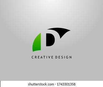 D Letter Logo. Modern Abstract of Hidden D With Simple Leave Shape. Eco Nature Concept Design.