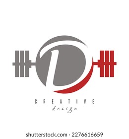 D letter logo with Modern and creative gym logo. Gym letter logo with red color gradient