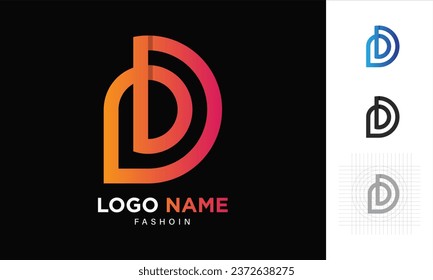 Logo de la letra D, logotipo de monograma moderno D, diseño del logotipo de la letra tipográfica inicial.