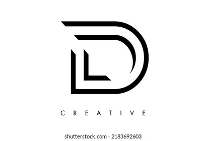 D Letter Logo Monogram with Black and White Lines and Minimalist Design Vector. Creative Modern Letter D Icon Sign Illustration.