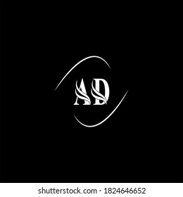 Diseño monograma del logotipo de la letra D sobre fondo de color negro