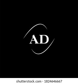 Diseño monograma del logotipo de la letra D sobre fondo de color negro