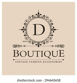 D Letter logo, Monogram design elements, line art logo design. Beautiful Boutique Logo Designs, Business sign, Restaurant, Royalty, Cafe, Hotel, Heraldic, Jewelry, Fashion, Wine. Vector illustration