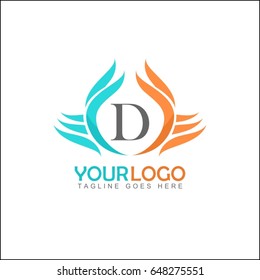 D letter logo. Monogram design elements. Elegant vintage line art. Business sign, identity, label, badge, Cafe, Hotel. Vector illustration