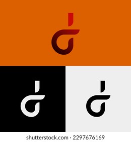 d letter logo, monogram style in gradient red - black colors