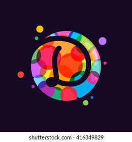 D letter logo with mosaic pattern. Abstract multicolored vector design template elements for your application or corporate identity.