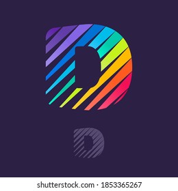 D letter logo with multicolor diagonal lines. Fast speed vector template for your sport team identity, dynamic packaging, technology posters, taxi design, and etc. 