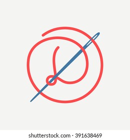 D letter logo with needle and thread. Font style, vector design template elements for your application or corporate identity.