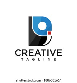 D letter logo with negative space i and o letter , creative design vector template