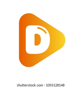 D Letter Logo. Orange Triangle. Design Vector Illustration.