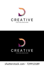 D letter logo. Polygonal D logo template 