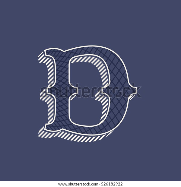 D\
letter logo in retro money style with line pattern and shadow. Slab\
serif type. Vintage vector font for labels and\
posters.