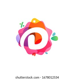 D letter logo with Sale icons. Overlapping watercolor negative space font. Perfect typeface for shop identity, best price print, super offer posters, etc.