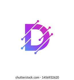 D Letter Logo Science Technology. Connected Dots Letter Design Vector with Points.