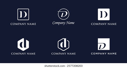 D Letter Logo Set Monogram style, bundle vector