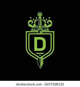 D-Letter-Logo mit Schild, D-Schild-Logo-Design-Vorlage	