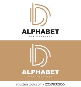 D Letter Logo, Simple Alphabet Design, Modern Minimalist Font Vector