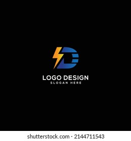 logotipo de letra D, ilustración vectorial de diseño de logotipo de chispa