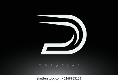 D Letter Logo with Swoosh Creative Lines and Monogram Look Vector Illustration