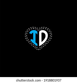 I D letter logo vector design on black color background. ID monogram