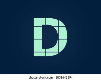 D letter logo, vector desing font.  Made of knife cut. For logo, brand label, design elements, corporate identity, application & more. IsolatedEps10 illustration