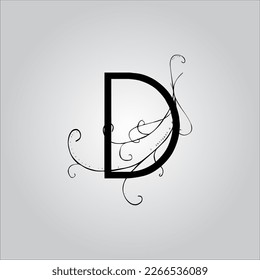 D letter logo. D letter logo with white background. This is black letter logo. Use stylist fashion logo. Decorative design.