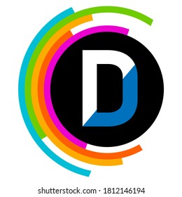 D letter logo with white background.Colorful letter logo.