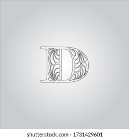 D letter logo with white background.D letter icon.Black letter design.