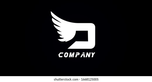 D letter logo with wings design vector for your company or brand