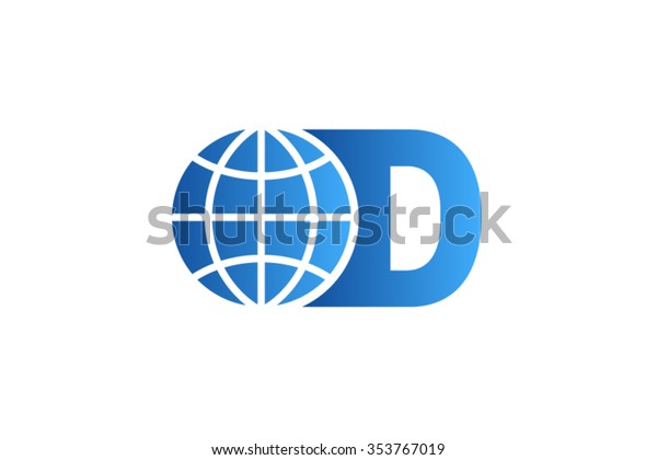 D Letter Logo World Globe Logo Stock Vektorgrafik Lizenzfrei