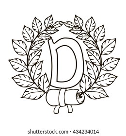 "D" - the letter logo. The letter in a wreath. Vector illustrations