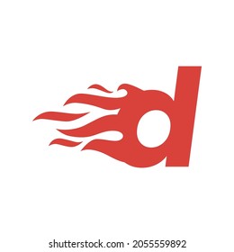 d letter lowercase fire flame hot logo vector icon illustration