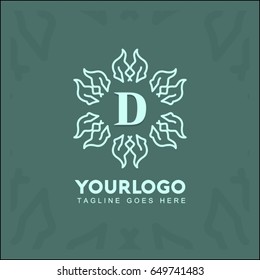 D letter luxury logo, Design for Boutique hotel,Resort,Restaurant, Royalty, Victorian identity, luxury Hotel, Heraldic, Fashion,VIP,Club,education Full vector logo template.