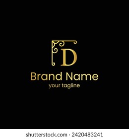 D Letter luxury monogram logo design template