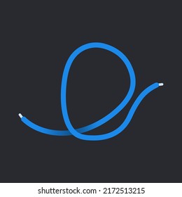 D letter made shoelace. Vector isolated font for app logo, sport design, creative template and more