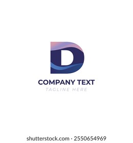 d letter minimal abstract wave shape logo design Unique Memorable business