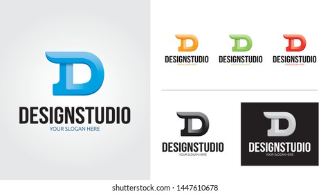 D Letter minimalist and creative logo set