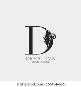 D Letter  Minimalist Initial Nature Tropical Leaf logo Icon, monogram vector design concept nature vintage luxury.